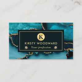 Eleganter Aquamariner und Gold-Glitzer Visitenkarte