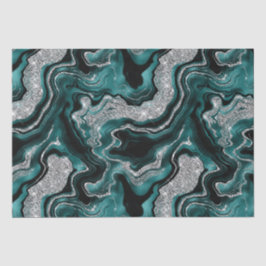 Eleganter Aquamariner und silberner Glitzer Agate  Seidenpapier