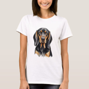 Eleganter Aquarell Black & Tan Coonhound Hund T-Shirt