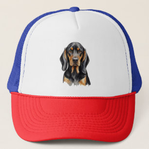 Eleganter Aquarell Black & Tan Coonhound Hund Truckerkappe