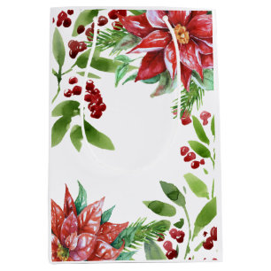 Eleganter Aquarell-Feiertag mit Blumen Mittlere Geschenktüte