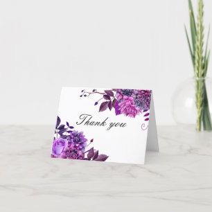 Eleganter Aquarell lila lila Blumengeburtstag Dankeskarte