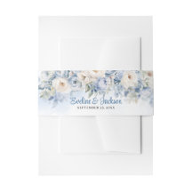 Eleganter Aquarellblau und elfenbeinfarbene Rose E