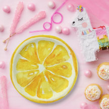 Eleganter Aquarellcitrus Geburtstagsparty gelb