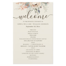 Eleganter Aquarellgarten Hochzeitsprogramm