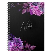Eleganter Aquarellgarten mit lila und schwarzem Bl