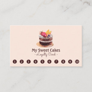 Eleganter Aquarellkuchen 10 Punch Kundentreue Treuekarte