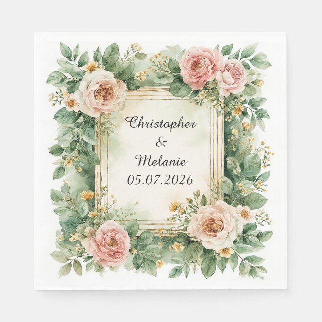 Eleganter Aquarellrahmen Serviette (Vorderseite)