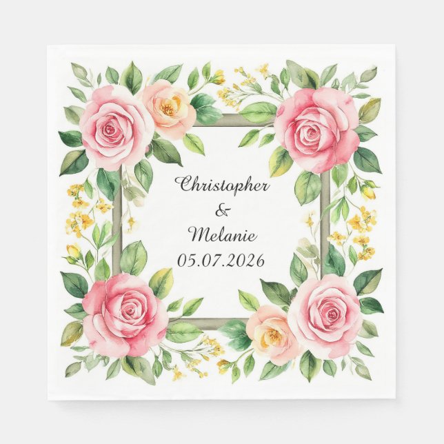 Eleganter Aquarellrahmen Serviette (Vorderseite)