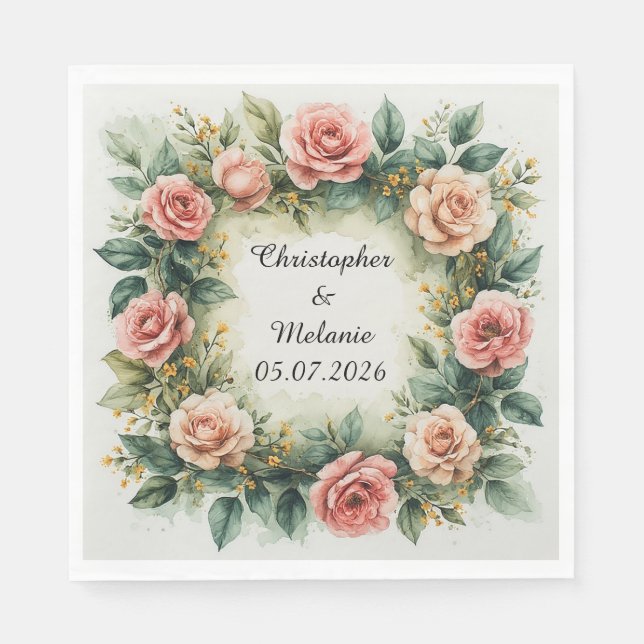 Eleganter Aquarellrahmen Serviette (Vorderseite)