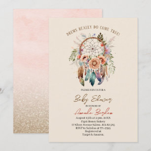 Eleganter Aquarelltraumfänger und Blume Einladung