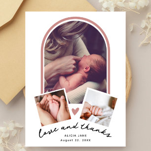 Eleganter Arch 3 Foto Baby Shower Dankeschön Postkarte