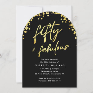 Eleganter Arch Black Fifty und fabelhaft Geburtsta Einladung