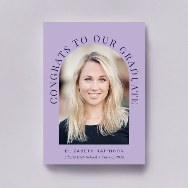 Eleganter Arch Foto Lavender Lila Abschluss Ankündigung (Share the pride and excitement of your grad's achievement with friends and family near and far)