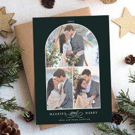 Eleganter Arch Verheiratet und Merry 3 Foto Deep G Feiertagskarte