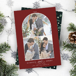 Eleganter Arch Verheiratet und Merry 3 Foto Deep R Feiertagskarte