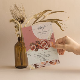 Eleganter Arched Autumn Floral Foliage Script BOHO RSVP Karte