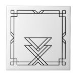 Eleganter Art Deco Einfache geometrische Rahmen Fliese<br><div class="desc">Elegante, schlichte schwarze Kunst Deko geometrisch dekorative Rahmen Element auf einer weißen Keramik Kachel. Das elegante Design ist perfekt für ein Vintages Interieur im modernen oder künstlerischen Deko.</div>