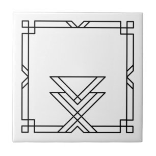 Eleganter Art Deco einfacher geometrischer Rahmen Fliese
