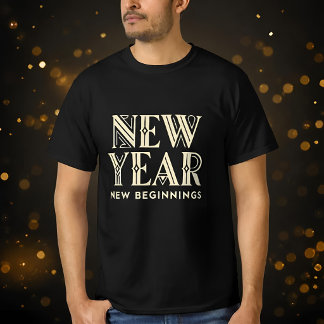 Eleganter Art Deco Neujahr Neue Anfänge Gold und T-Shirt