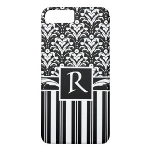 Eleganter Art Deco Vintage Blumen Damast und Strei Case-Mate iPhone Hülle