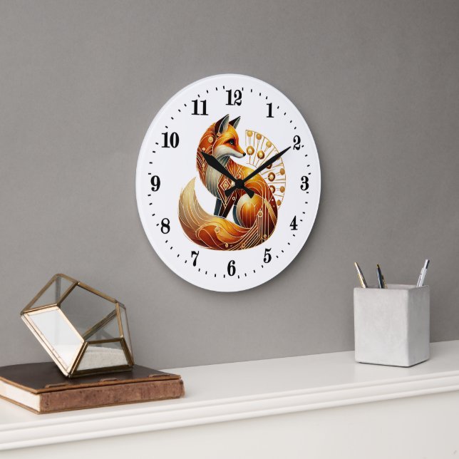 Eleganter Art Deko fox Große Wanduhr (Büro)