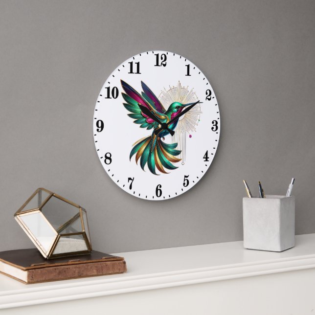 Eleganter Art Deko Vogel Große Wanduhr (Büro)