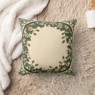 Eleganter Art Nouveau Botanischer Floraler Kranz W Kissen