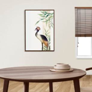 Eleganter asiatischer Blume Wasserfarbener Vogelkr Poster