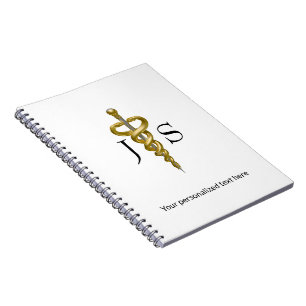 Eleganter Asklepios Edler Medizinischer Gold Silbe Notizblock