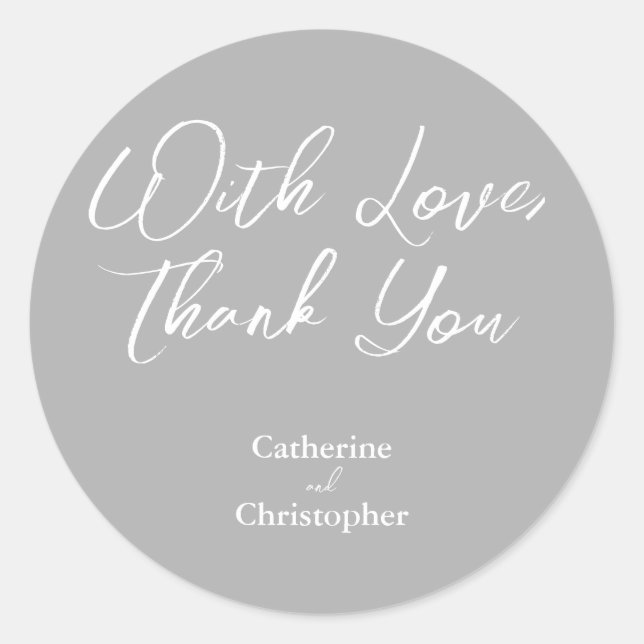 Eleganter Aufkleber "Mit Liebe, danke" (Vorderseite)