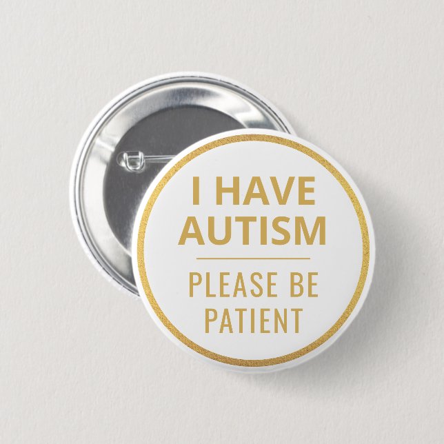 Eleganter Autismus in Minimalistischem Weißgold Button (Vorne & Hinten)