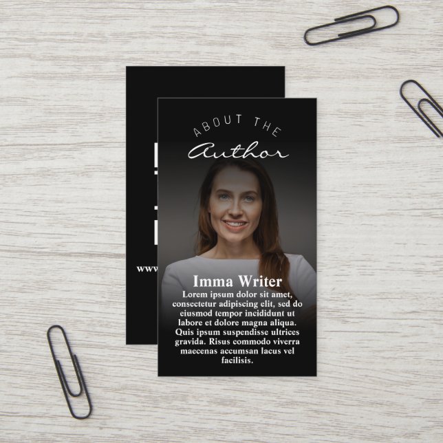 Eleganter Autor Meet & Greet Promo Vertikal Visitenkarte (Vorderseite/Rückseite Beispiel)