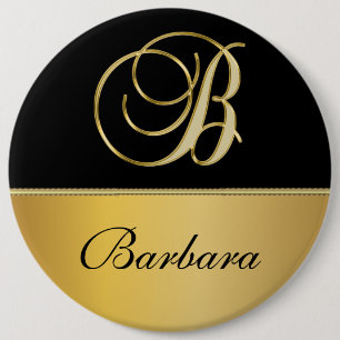 Eleganter "B" Monogramm Personalisierter Name Schw Button
