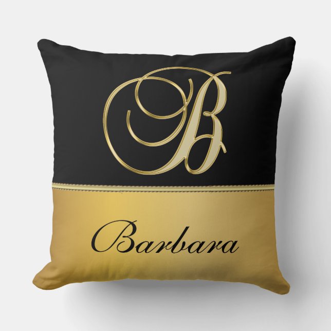 Eleganter "B" Monogramm Personalisierter Name Schw Kissen (Vorderseite)