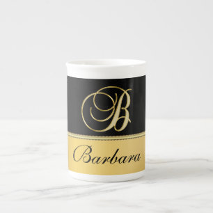 Eleganter "B" Monogramm Personalisierter Name Schw Prozellantasse