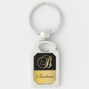 Eleganter "B" Monogramm Personalisierter Name Schw Schlüsselanhänger