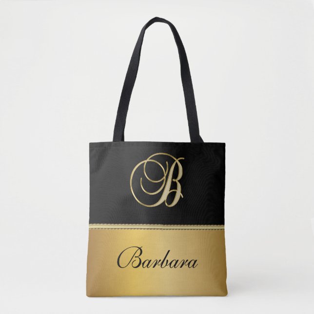 Eleganter "B" Monogramm Personalisierter Name Schw Tasche (Vorderseite)