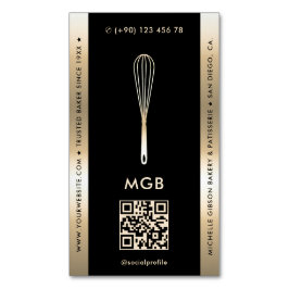 Eleganter Baker Caterer Konditorei Koch Black Gold Magnetische Visitenkarte