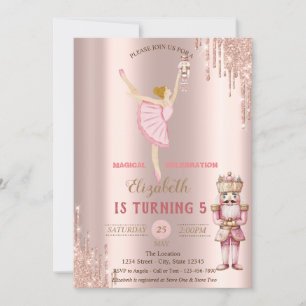 Eleganter Ballerina Nussknacker Roségoldtropfen Einladung