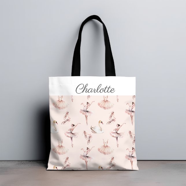 Eleganter Ballerina rosa Ballettname Personalisier Tasche (Von Creator hochgeladen)