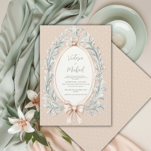 Eleganter Bandrahmen Grünzeug Vintage-Hochzeit Einladung