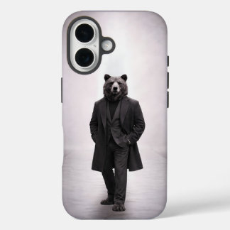 Eleganter Bär in klassischem dunklen Anzugporträt iPhone 16 Hülle