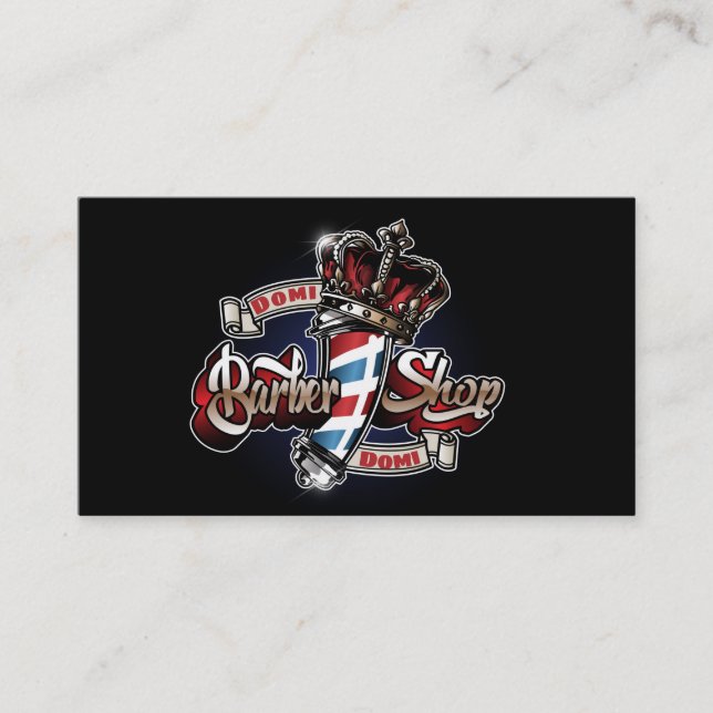 Eleganter Barberpol und Crown 2 personalisieren Visitenkarte (Vorderseite)