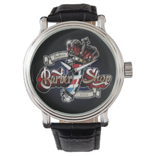 Eleganter Barberstab und Kronen personalisieren Armbanduhr
