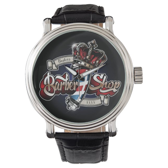 Eleganter Barberstab und Kronen personalisieren Armbanduhr (Vorderseite)