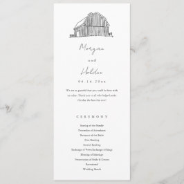 Eleganter Barn Black and White Rustic Wedding Programm