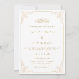 Eleganter Barock Frame Gold Script muslimische Hoc Einladung