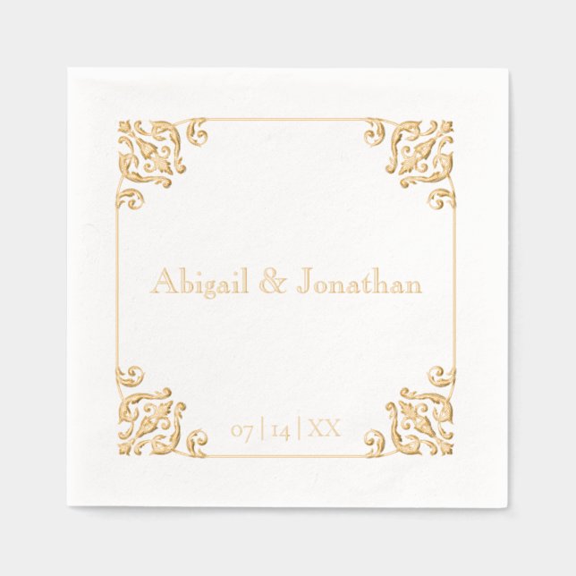 Eleganter Barock Luxus Verziert Gilded Wedding Servietten Mit Folie (Vorderseite)
