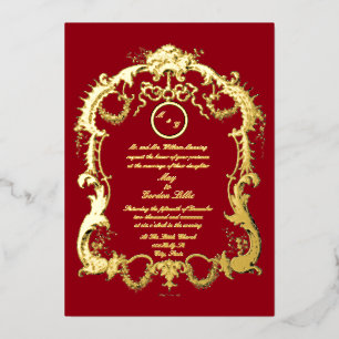 Eleganter Barock Rokoko 1746 Rahmenborder Hochzeit Folieneinladung